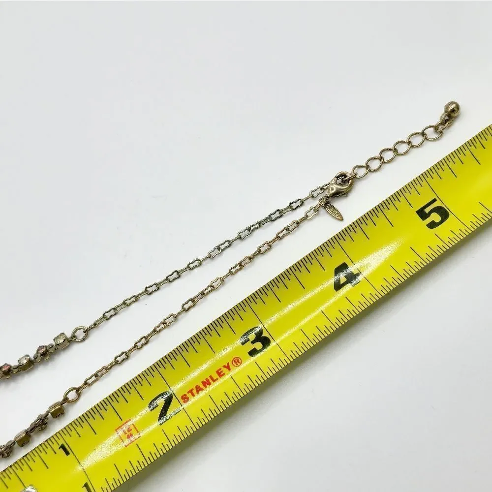Vintage gold rhinestone flower anklet